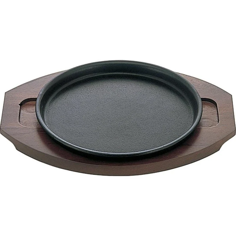 Cast Iron Yakisoba Plate Sizzling Plate With Wooden Stand