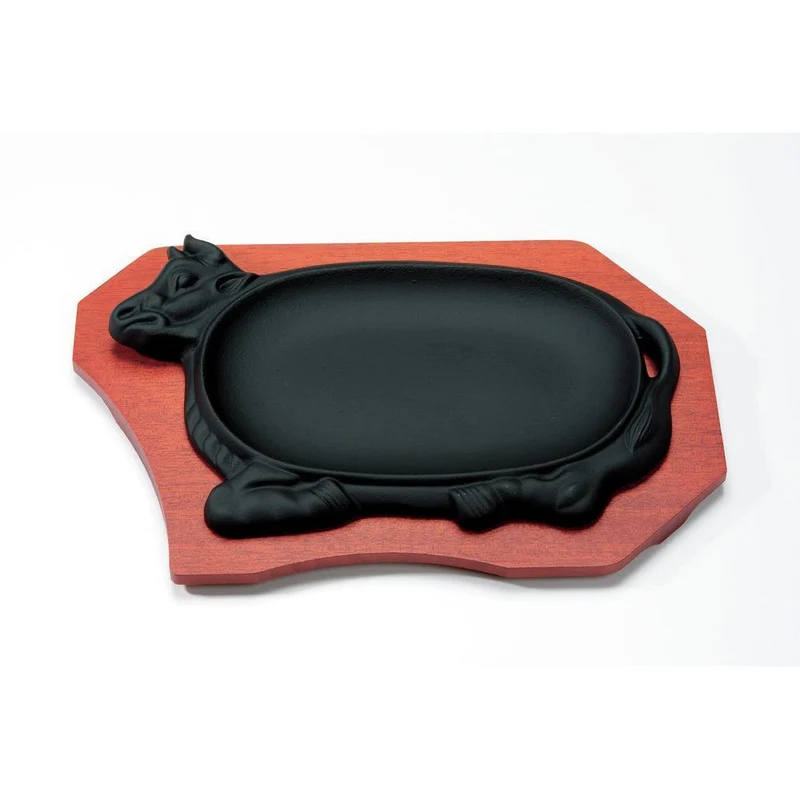Cast Iron Steak Plate Cow-Shaped Sizzling Plate 21cm