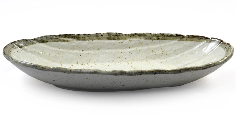 Long Beige Glaze Japanese Ceramic Dish
