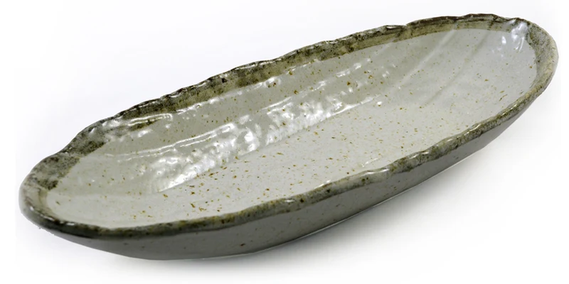 Long Beige Glaze Japanese Ceramic Dish