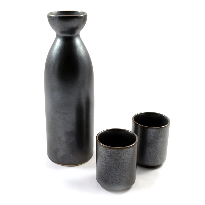 Matt Silver Glazed Japanese Sake Set