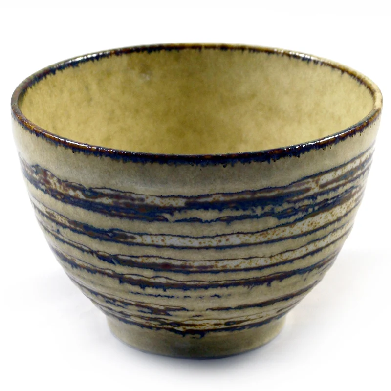 Ringed Grey & Brown Japanese Bowl
