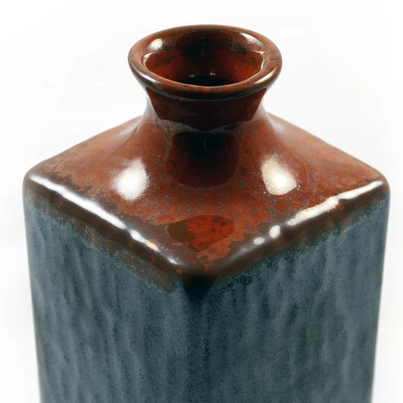 Silver & Fiery Orange Glazed Japanese Sake Bottle