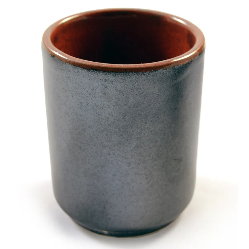 Silver & Fiery Orange Glazed Japanese Sake Cup