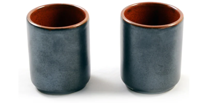Silver & Fiery Orange Glazed Japanese Sake Set