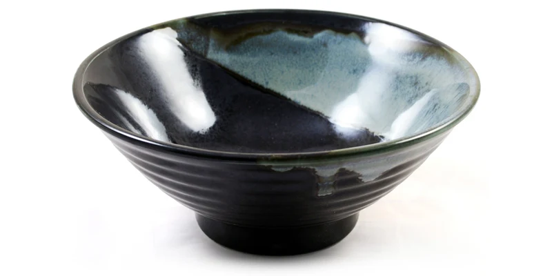 Sky Blue & Black Japanese Ceramic Glazed Bowl
