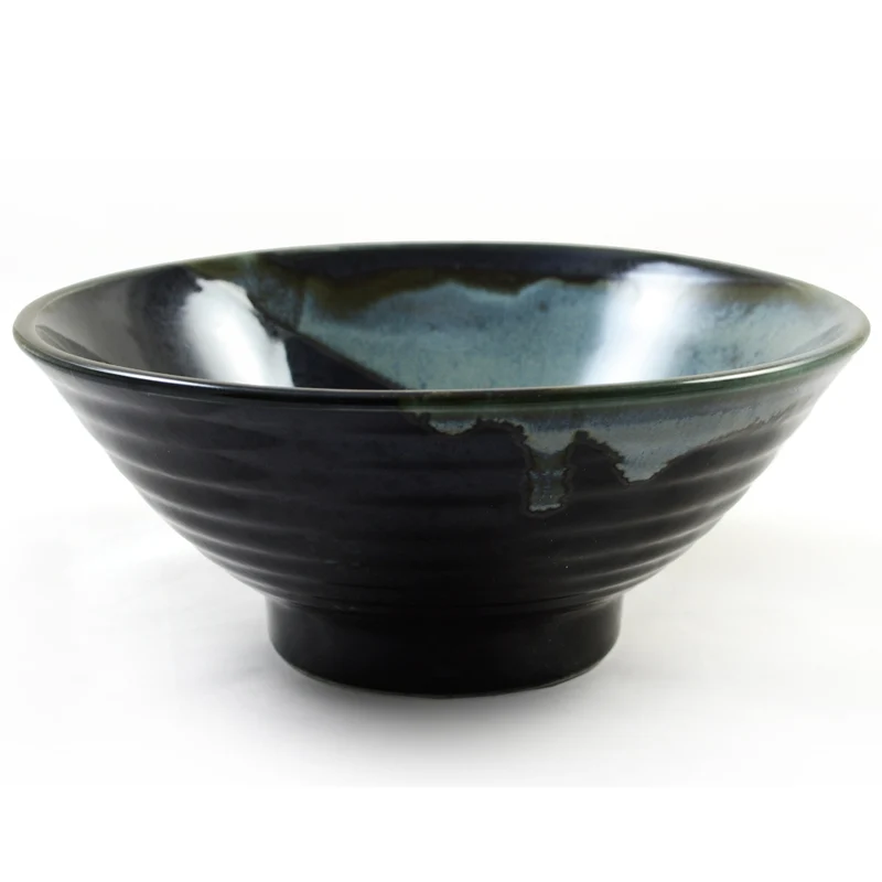 Sky Blue & Black Japanese Ceramic Glazed Bowl