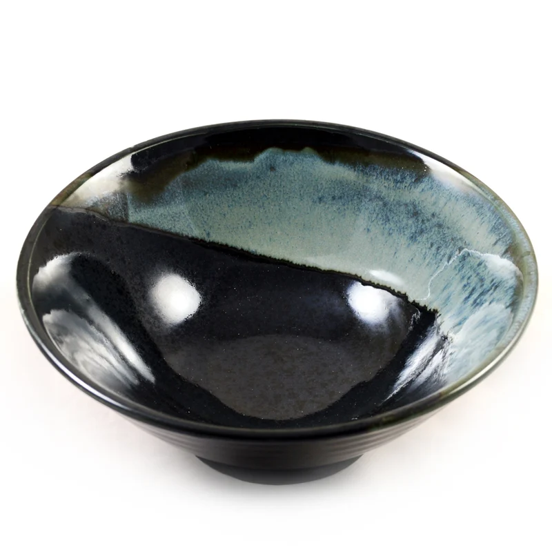 Sky Blue & Black Japanese Ceramic Glazed Bowl