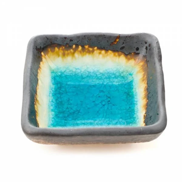 Small Square Blue Crackleglaze Sushi Dish