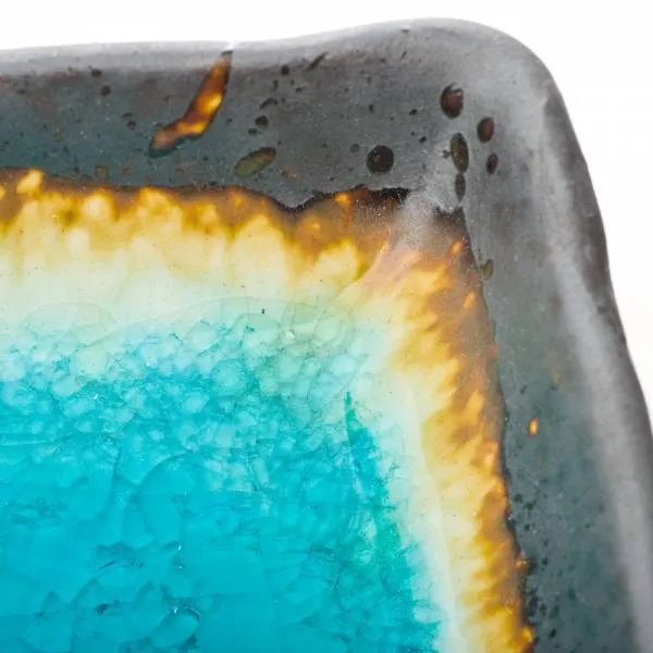Small Square Blue Crackleglaze Sushi Dish