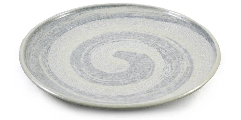 White Swirling Relief Japanese Ceramic Plate