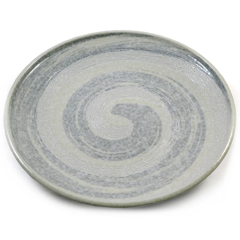 White Swirling Relief Japanese Ceramic Plate
