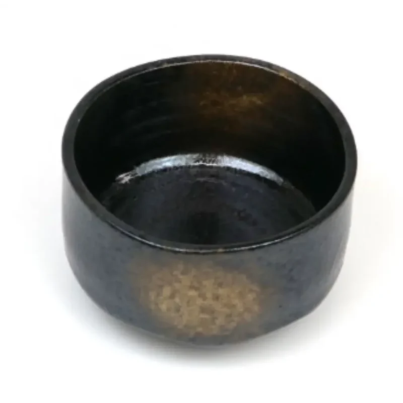 Chawan Handmade Mino Ware Black & Gold Japanese Matcha Bowl