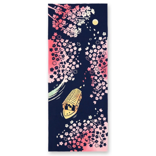 Kenema Tenugui Night Sakura Japanese Traditional Hand Dyed Cloth
