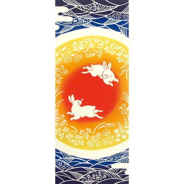 Kenema Tenugui Moonlit Guardian Japanese Traditional Hand Dyed Cloth