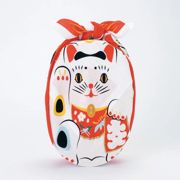Fukukochae Furoshiki Maneki Neko Small Cotton Wrapping Cloth 48cm