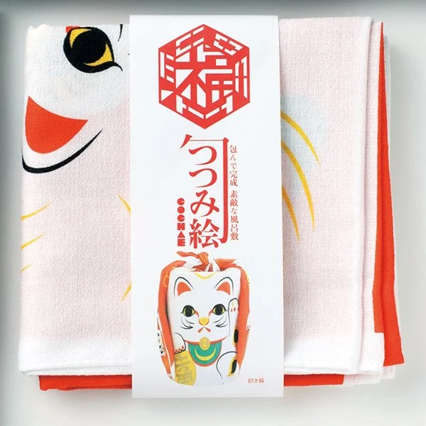 Fukukochae Furoshiki Maneki Neko Small Cotton Wrapping Cloth 48cm