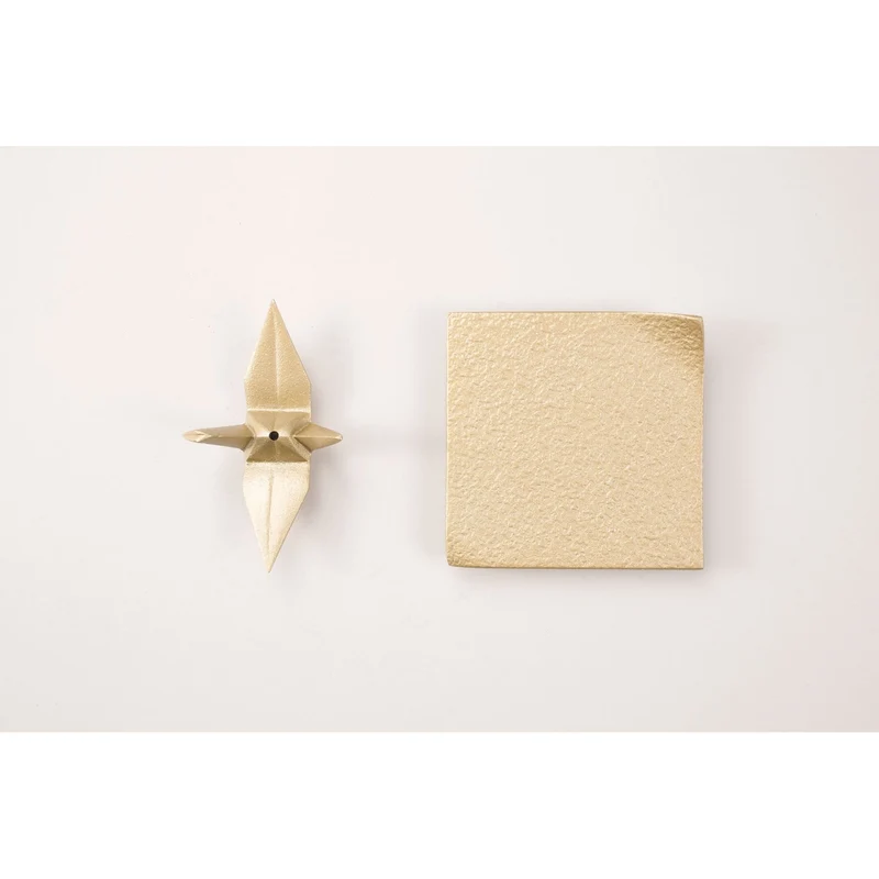 Iwachu Cast Iron Origami Paper Crane Golden Incense Holder