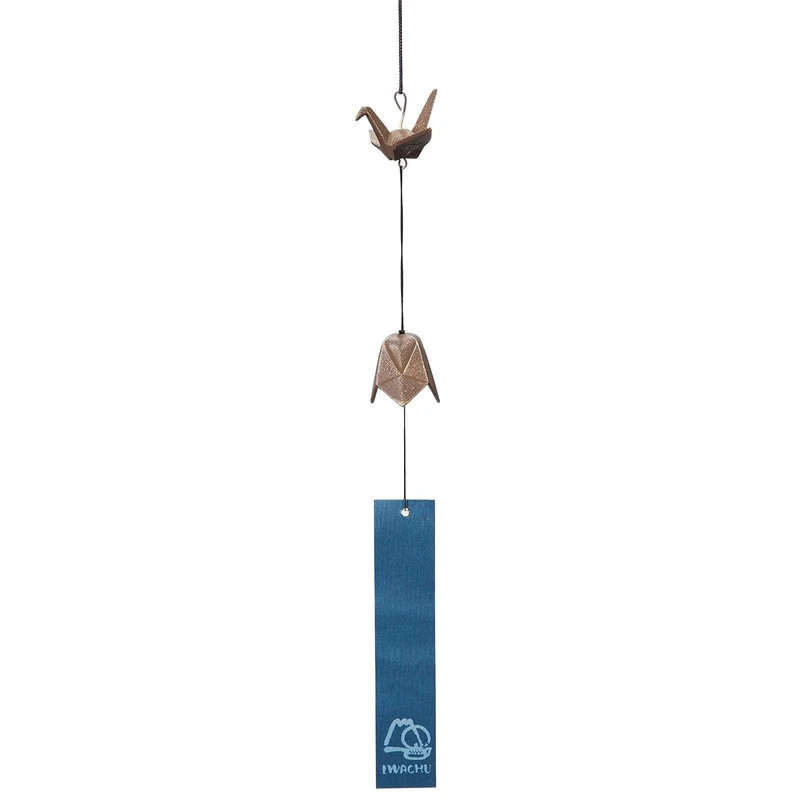 Iwachu Cast Iron Furin Origami Paper Crane Metal Wind Chime
