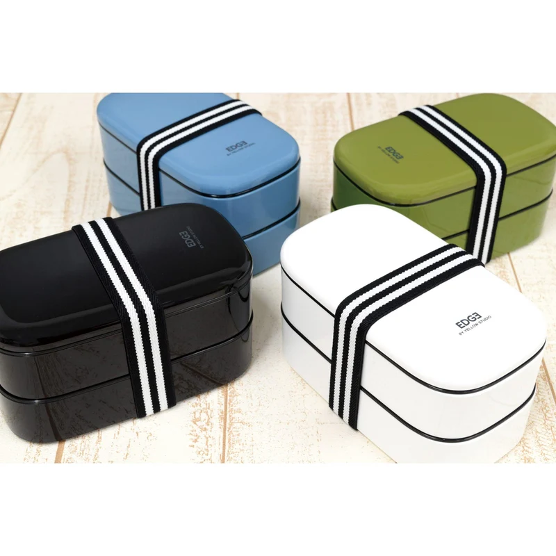 Yellow Studio Bento Box 2-Tier Microwavable Japanese Lunch Box White