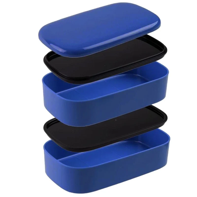 Yellow Studio Bento Box 2-Tier Microwavable Japanese Lunch Box Blue