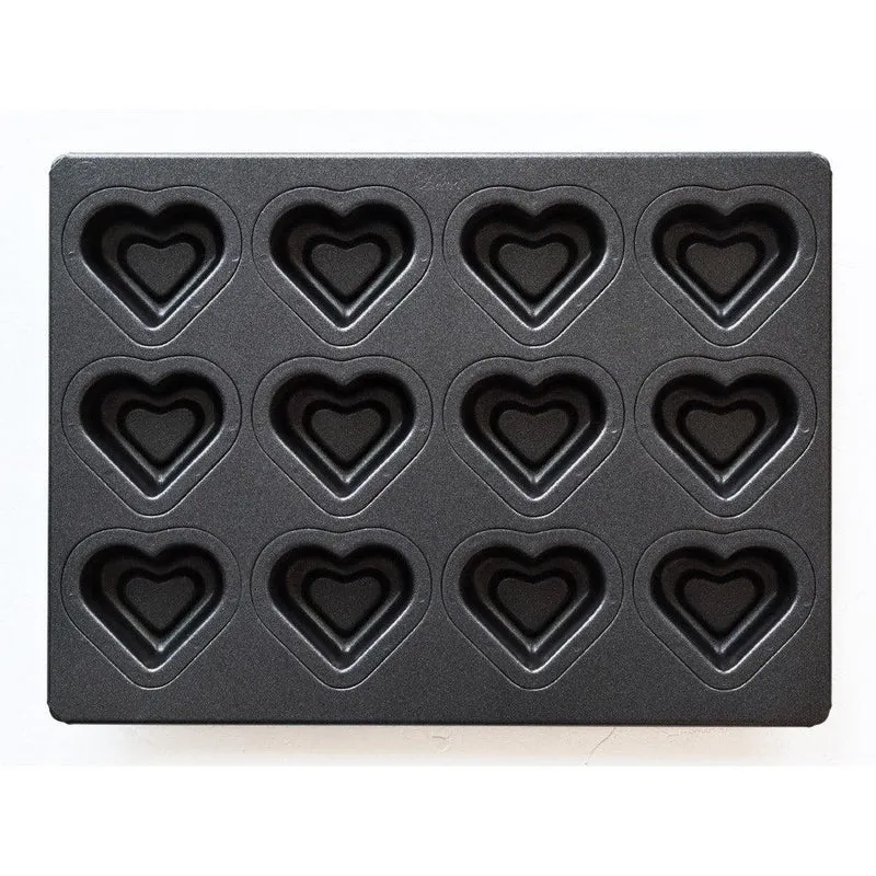 Matsunaga Double-Heart Cake Mold (Teflon-Coated Baking Mold) 12 Wells