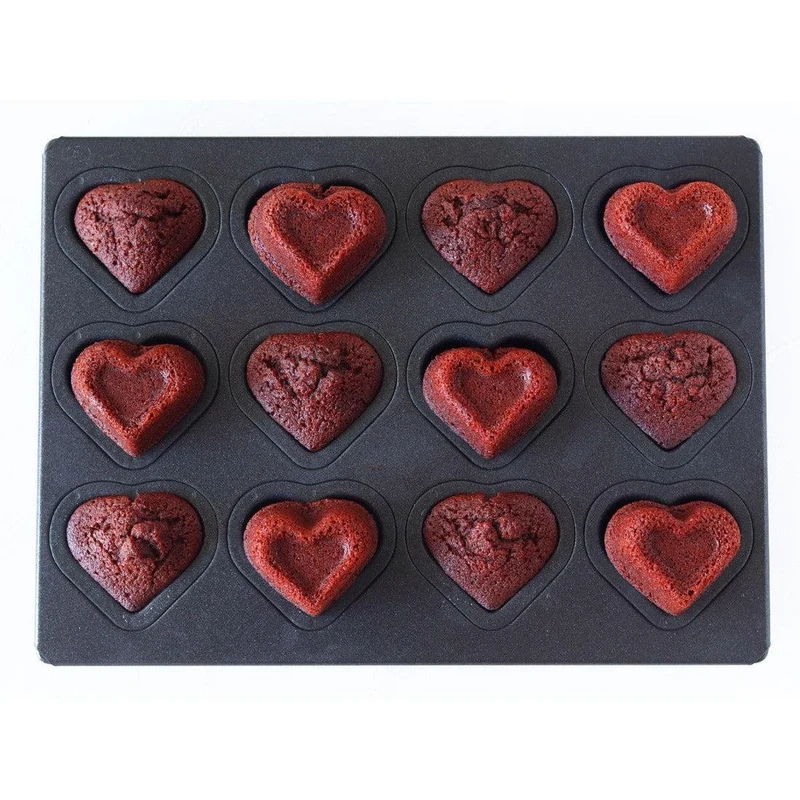 Matsunaga Double-Heart Cake Mold (Teflon-Coated Baking Mold) 12 Wells