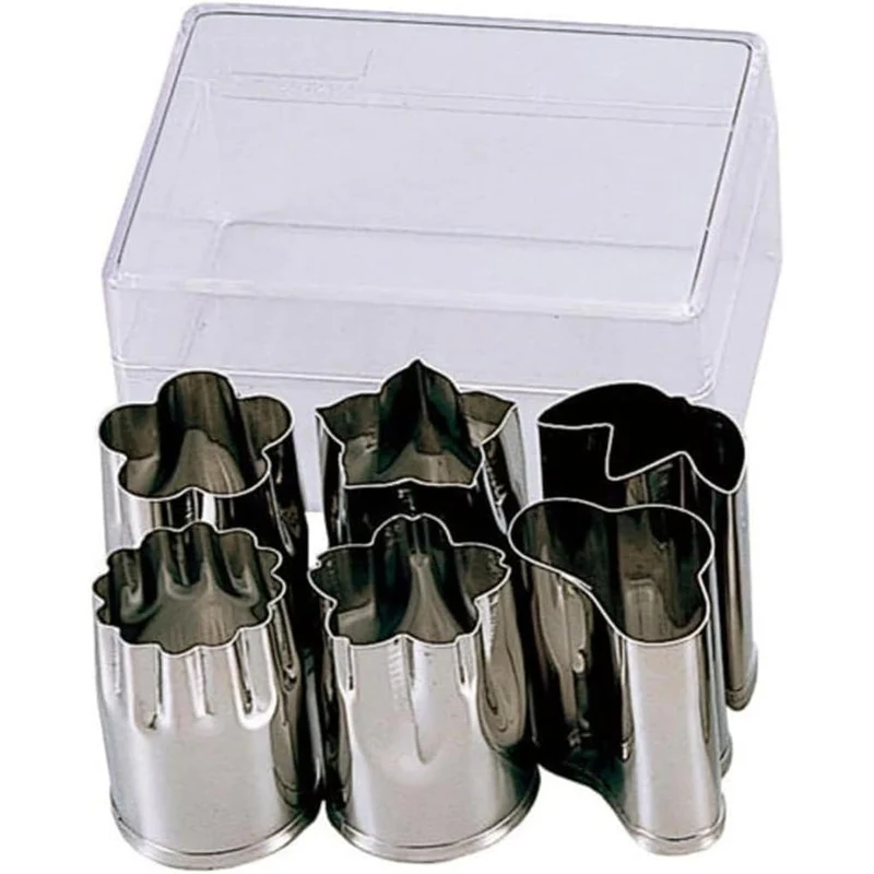 Japanese Decorative Steel Vegetable Cutters With Case (Set of 6)