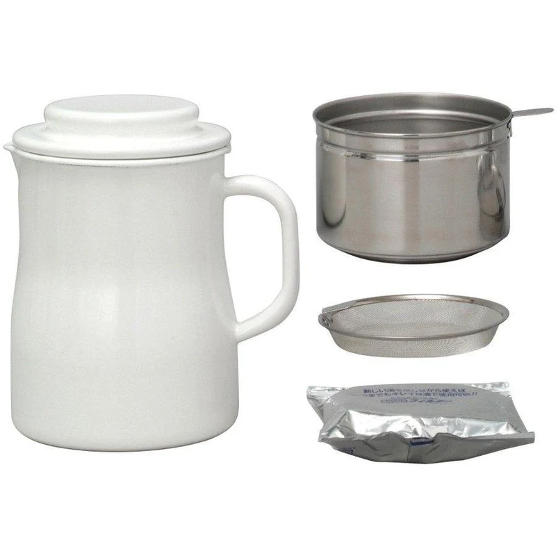 Noda Horo Enamel Oil Filter Pot Activated Carbon Oil Strainer 800ml