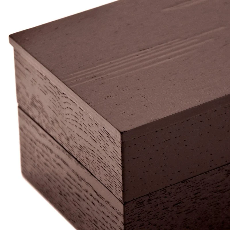 Isuke Handmade Black Ash Wood Bento Lunch Box Two-Tiered Large Size