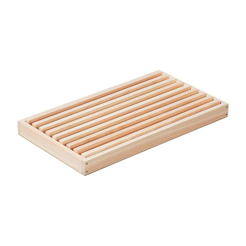Shimanto Hinoki Cypress Wood Bread Cutting Board with Crumb Tray
