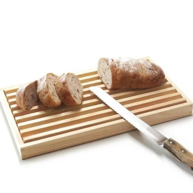 Shimanto Hinoki Cypress Wood Bread Cutting Board with Crumb Tray
