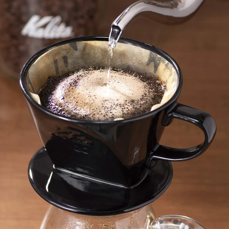 Kalita Ceramic Coffee Dripper Pour-Over Brewer for 2-4 Cups 102 Black