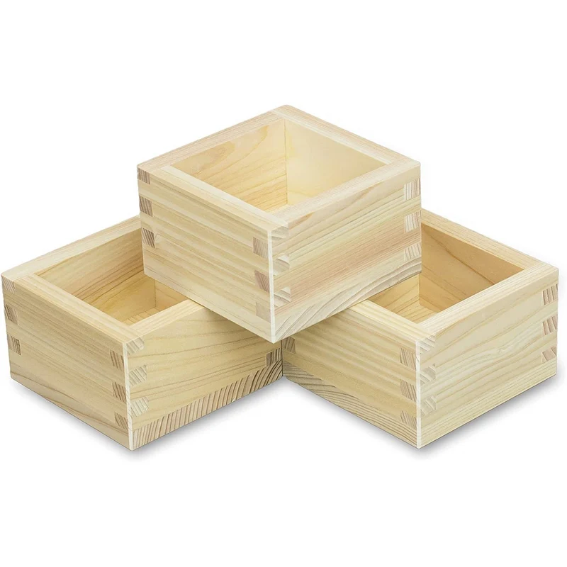 Masu Cup Japanese Hinoki Cypress Wooden Sake Cup Box 1 Gou