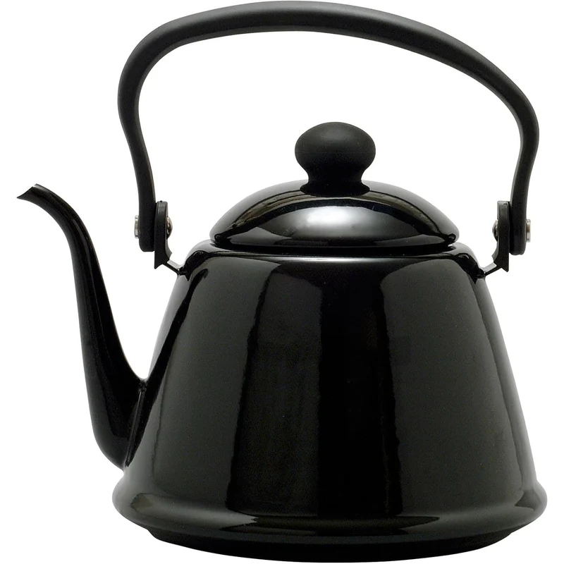 Noda Horo Drip Kettle II Japanese Enamel Gooseneck Kettle Black 2L