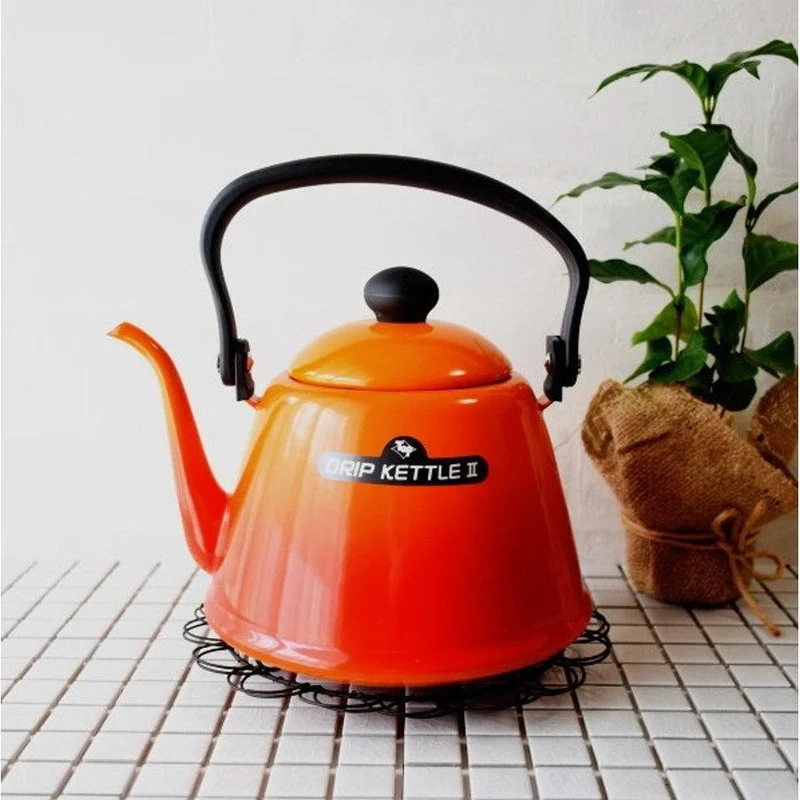 Noda Horo Drip Kettle II Japanese Enamel Gooseneck Kettle Black 2L