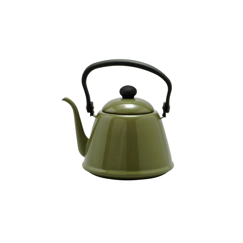 Noda Horo Drip Kettle II Japanese Enamel Gooseneck Kettle Olive 2L