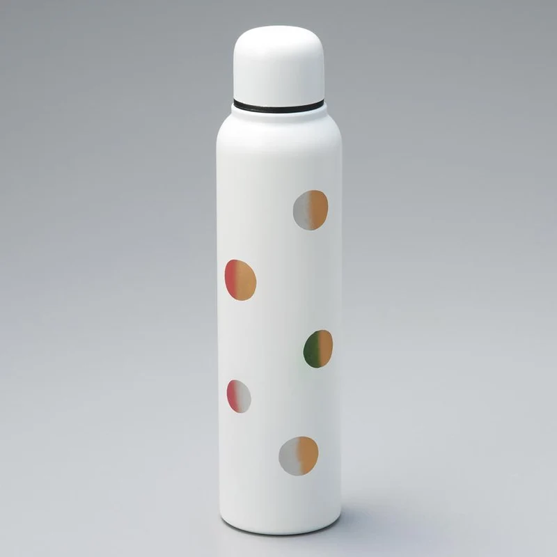 Isuke Reusable Slim Water Bottle Stylish Color Dot Pattern 350ml