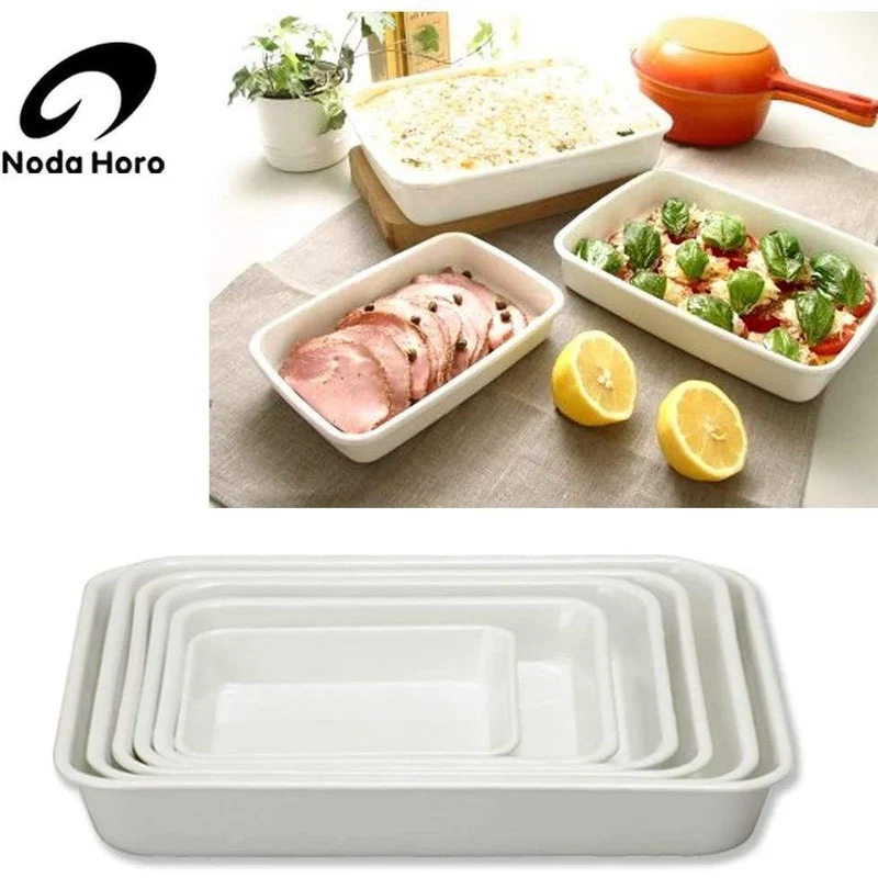 Noda Horo Japan White Enamel Tray Series Minimalist Tray