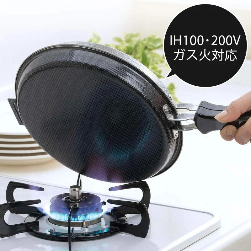 Shimomura Foldable Iron Double Frying Pan (IH Compatible) 36469