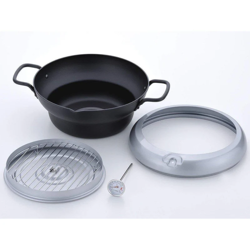 Wahei Freiz Induction Iron Deep Fryer Pot With Lid And Oil Drain Rack 24cm