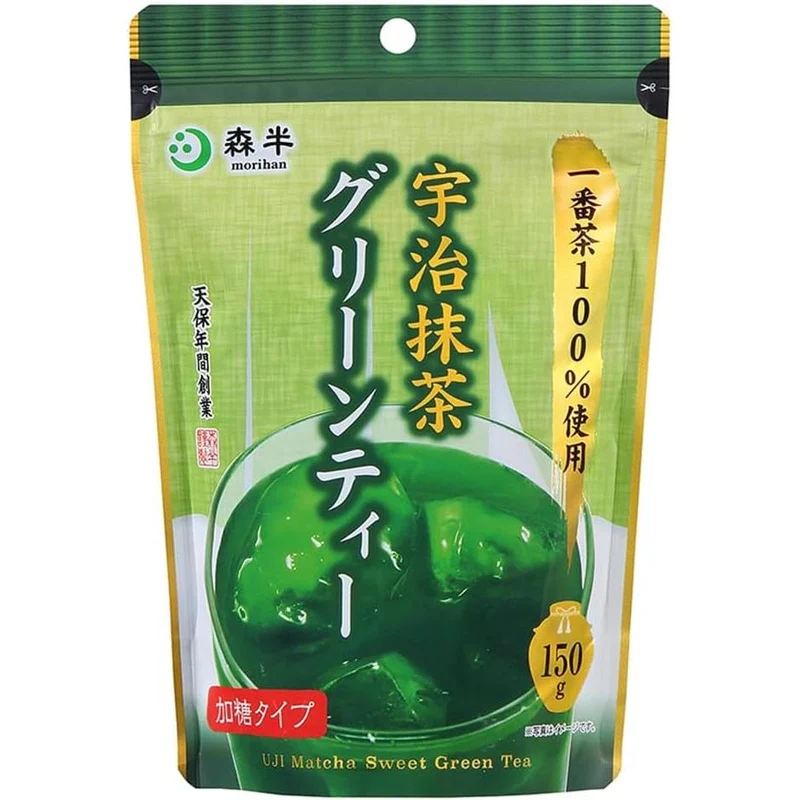 Morihan Uji Matcha Pre-Sweetened Vibrant Green Tea Powder 150g