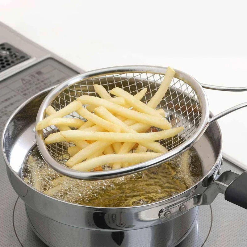 Shimomura Deep Fryer Skimmer Stainless Steel Large Hole Mesh Scoop 30cm