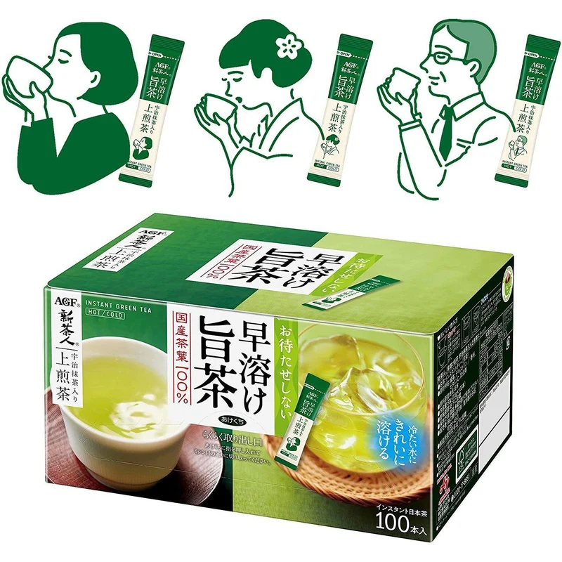 AGF Instant Powdered Sencha Green Tea With Uji Matcha 100 Sticks