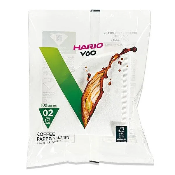 Hario V60 Coffee Filter Paper Size 02 White VCF-02-100W