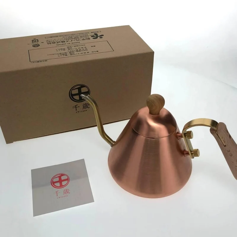 Chitose Copper Gooseneck Kettle With Wooden Handle 0.9L