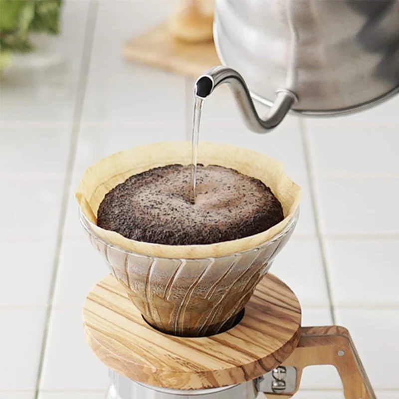 Hario V60 Glass Coffee Dripper with Olive Wood 1-2 Cups VDGR-01-OV