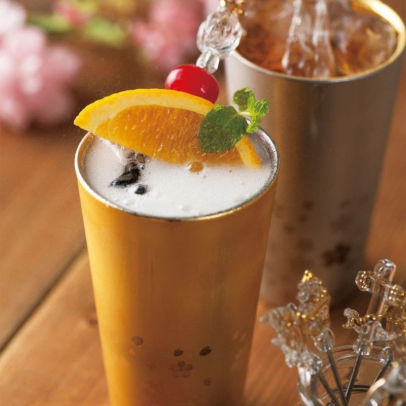 Wahei Freiz Double Wall Tumbler Sakura Pattern Gold