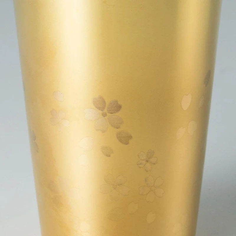 Wahei Freiz Double Wall Tumbler Sakura Pattern Gold