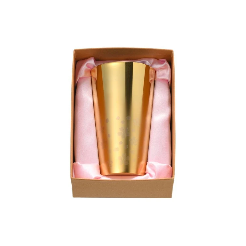 Wahei Freiz Double Wall Tumbler Sakura Pattern Gold